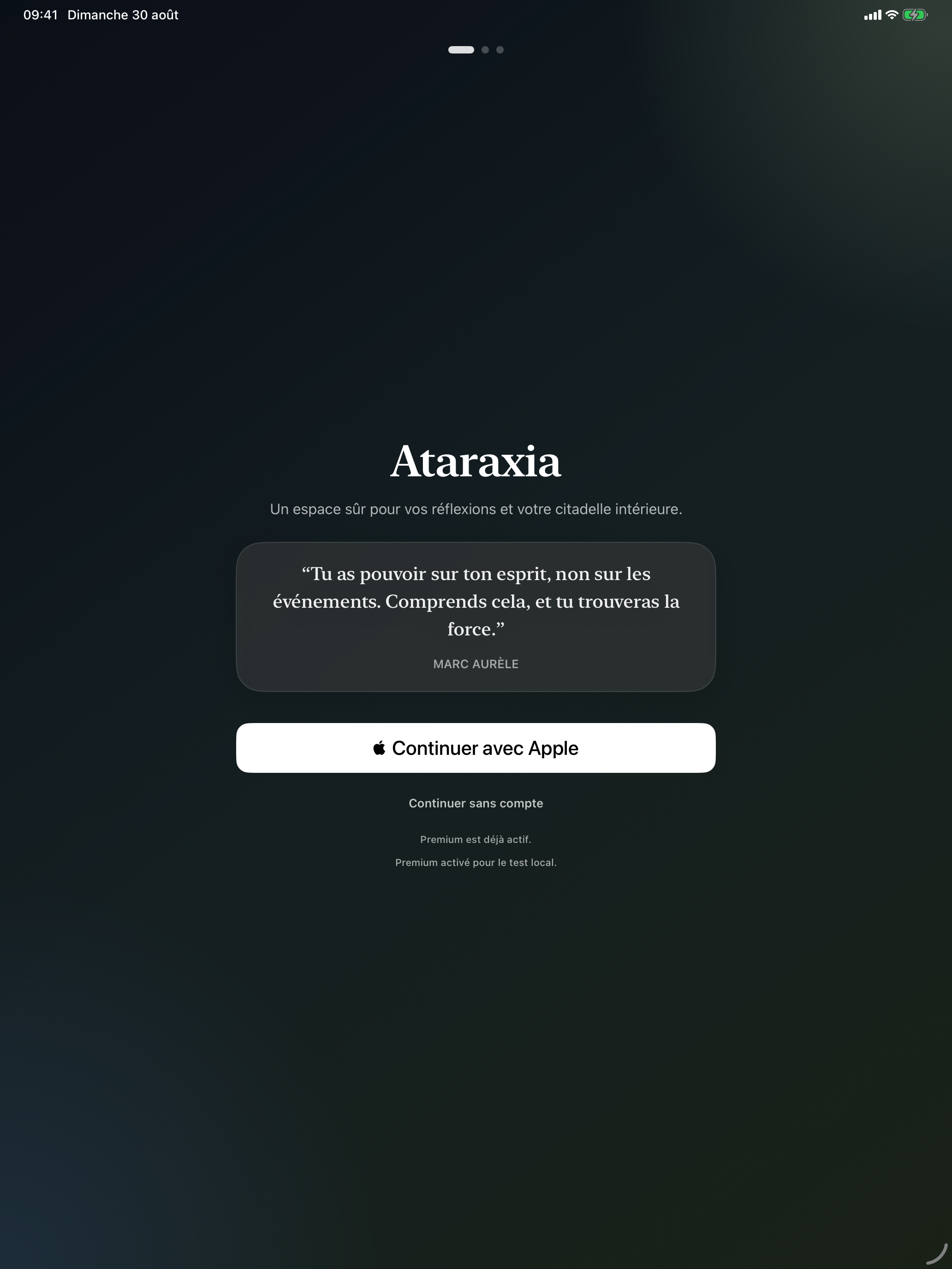 Accueil guidé d’Ataraxia sur iPad