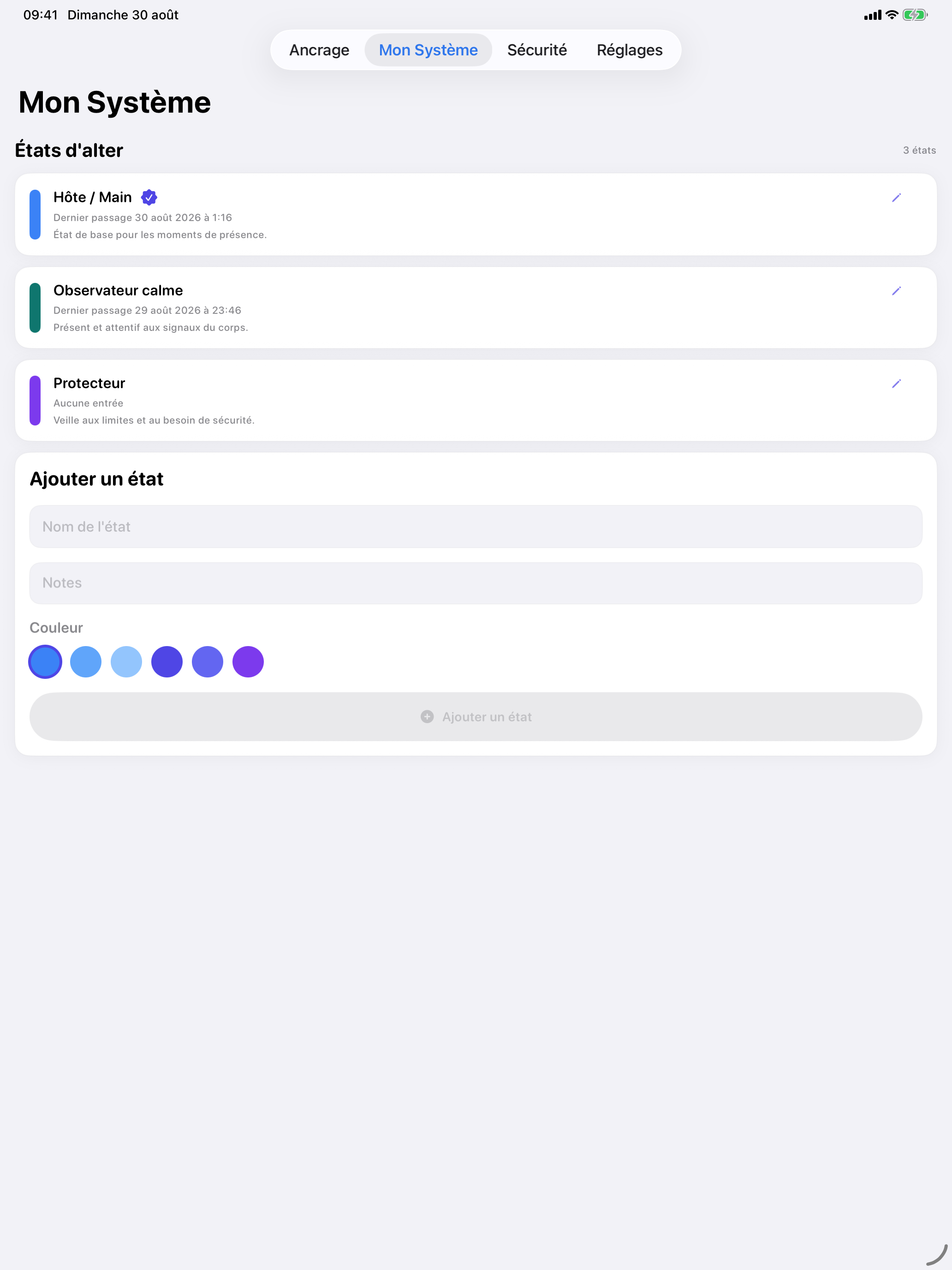 Système personnel FrontLog sur iPad