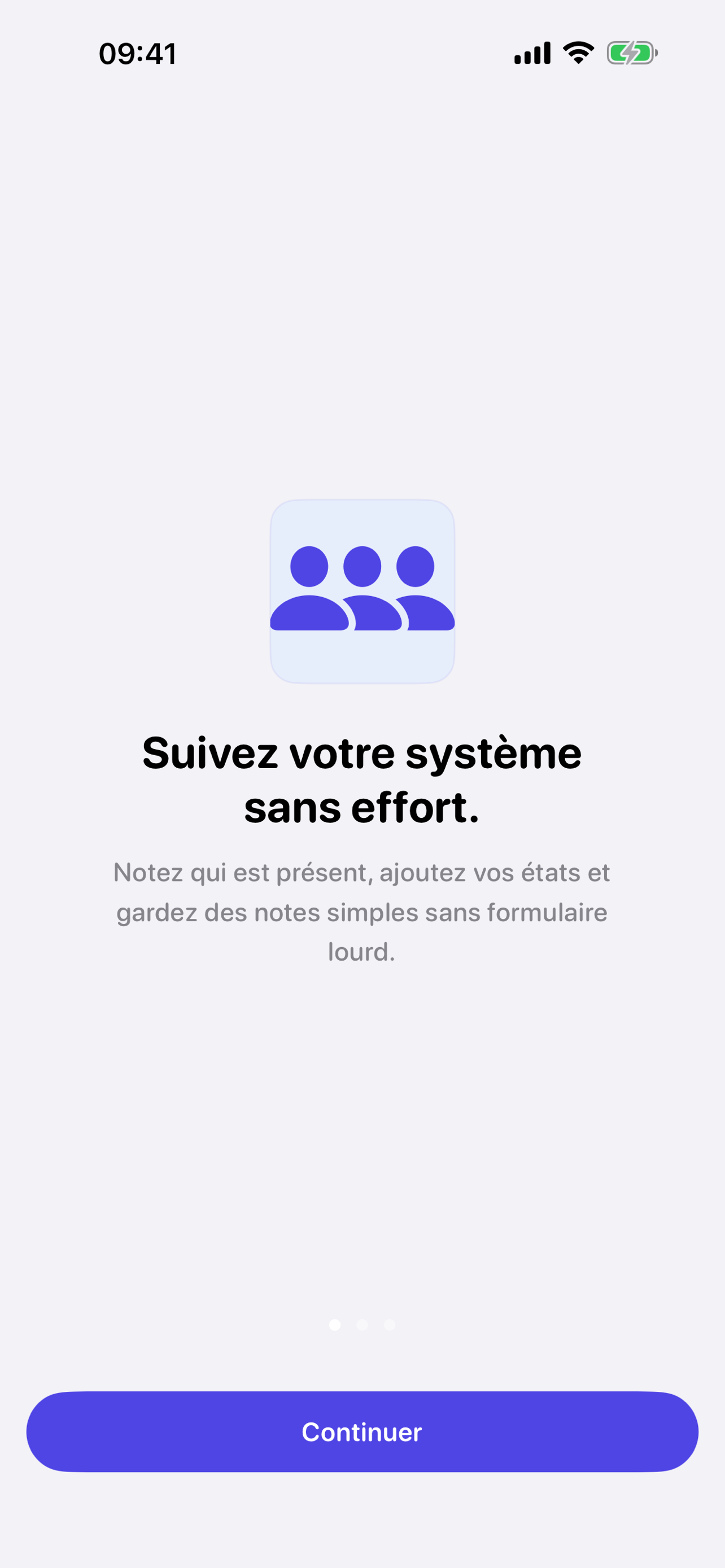 Écran d’accueil de FrontLog